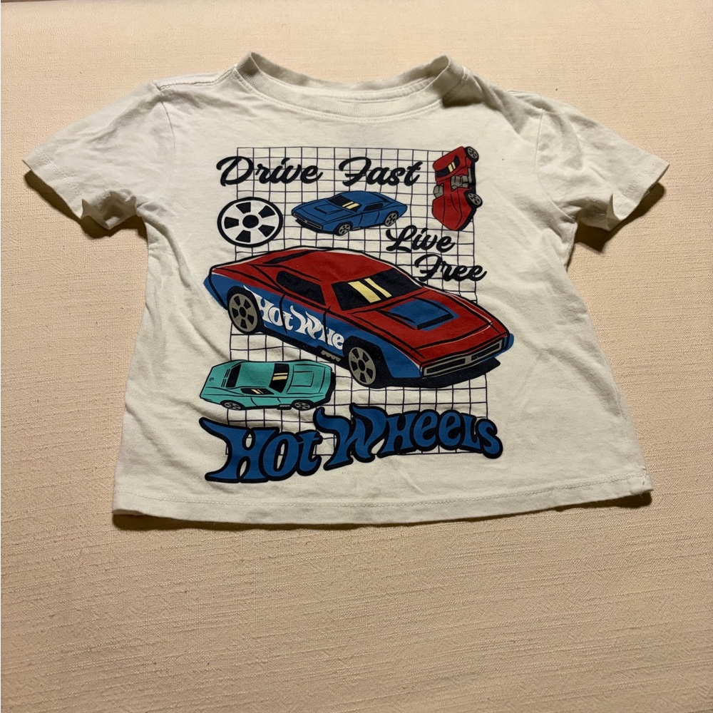 Mattel Hot Wheels White Tee with Black Logo - 3T